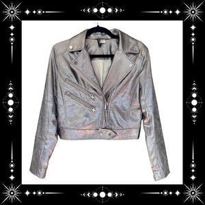 Divided by H&M metallic silver faux leather jacket